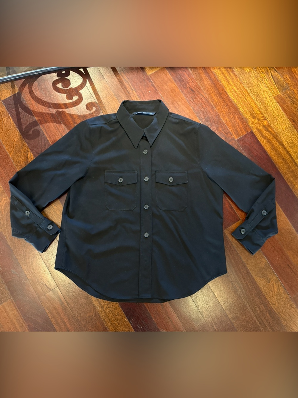 Zara Black Button-Up Shirt with Chest Pockets